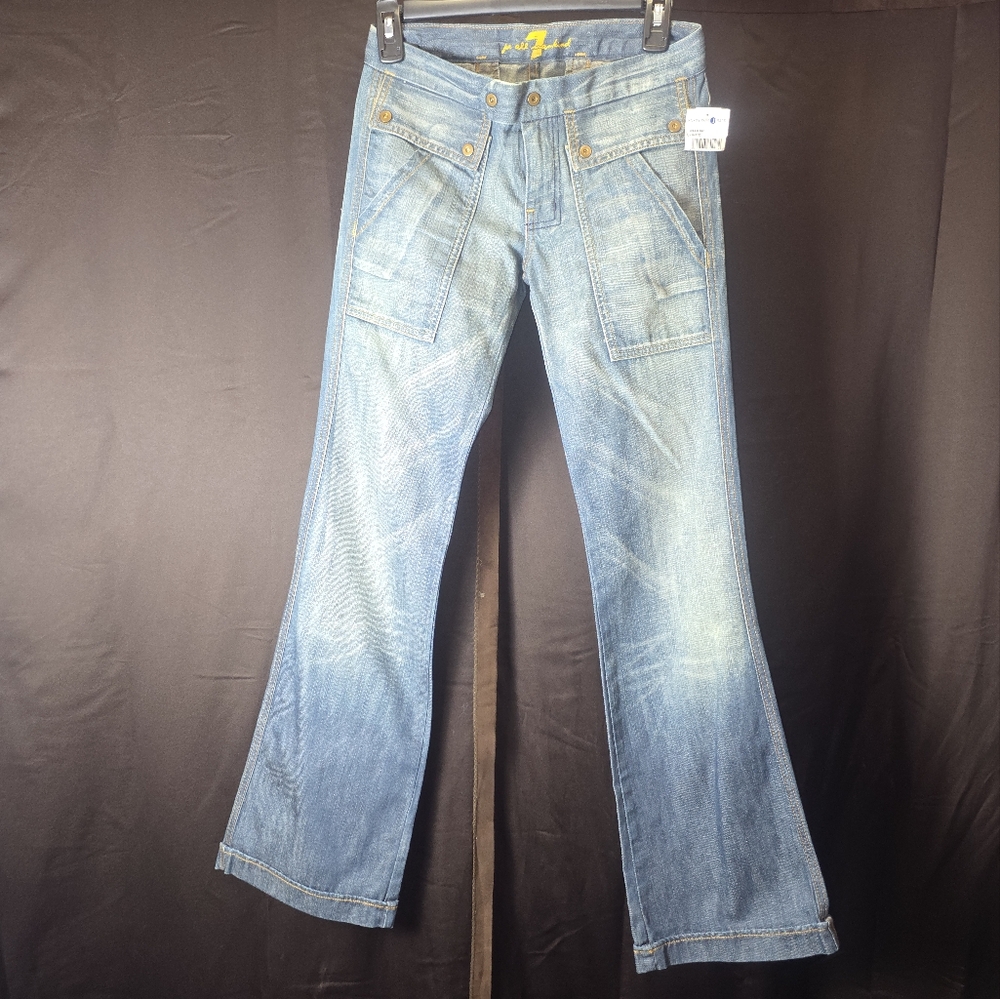 7 For All Mankind Utility Jeans Sz 25‎ Cargo Y2K Jerome Dahan USA Vintage Rare